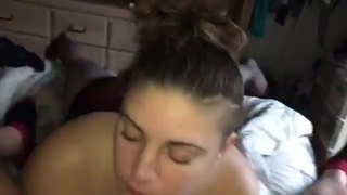 Thick slut lisa another day sucking my cock with cumshot facial and tits covered