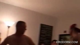 College blonde flashes tits at sex party