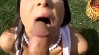 Hot teen latina gets some nice pov cock in the back yard