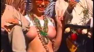 Amateur babes flash their tits in public