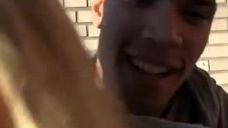 Teen threesome sex on the balcony