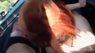 Redhead college babe getting fucked in car